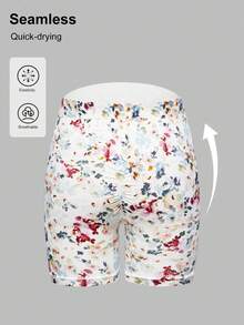 SHEIN Short de maternité imprimé floral, décontracté, fitness, entraînement - Multicolore - Voir 2