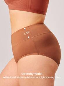 LUVLETTE 3条装透气棉质基础款高腰三角裤女士内裤套装 - 大地色 - 舒适 - 彩色 - 查看 4