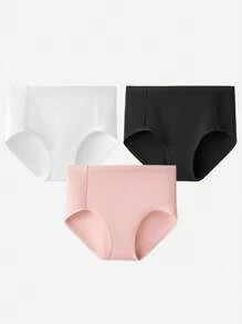 LUVLETTE 3件組透氣棉質基礎款高腰內褲女款內衣套裝－柔粉色，亦適合青少年女孩與年輕女性 - 彩色 - 查看 4