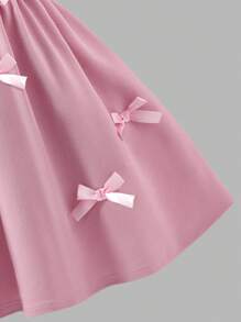 Elladie kids Tween-Mädchen Elegantes, einfarbiges Kleid mit plissierten Schleifenträgern, geeignet für Ausflüge, Partys und Veranstaltungen im Frühling/Sommer