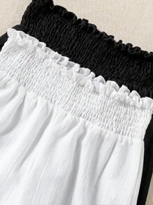 2 piezas Pantalones anchos con volantes casuales, versátiles para vacaciones, playa, campo y uso diario para niñas - Multicolor - Ver 5