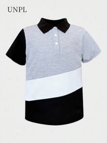 SHEIN Boys Short Sleeve Polo Shirt, Simple And Fashionable, Suitable For Summer - Multicolor - View 1