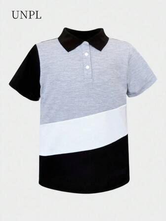 SHEIN Polo à manches courtes pour garçons, simple et , adapté pour l'été