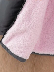 女童休闲装饰连帽束腰派克大衣，适合冬季穿着；女童冬季外套；女童带帽冬季外套；女童灰色冬季外套；女童灰色派克大衣；粉色保暖内衬冬季外套，适合秋季穿着。 - 灰色 - 查看 5