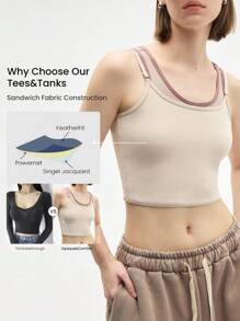 Easify SHEIN Sport Premium Damen 3-teiliges Set aus Langarm Crop Top und Crop Camisole Top für Sport