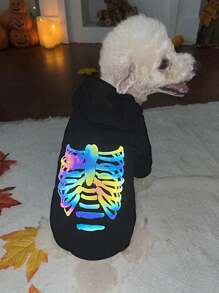 PETSIN 1pc Halloween Colorful Reflective Print Pet Sweatshirt - Multicolor - View 4