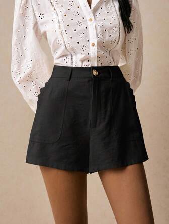 Poéselle 女士休闲纯色短裤，夏季