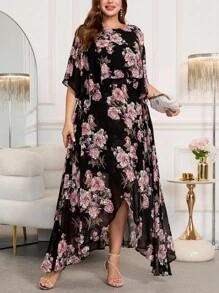 SHEIN Clasi Rochie elegantă de culoare caisă pentru femei plus size, potrivită pentru nuntă, ținută de petrecere de vară, Haine pentru femei plus size, ținute pentru ieșiri în oraș, Haine de toamnă, Rochii maxi pentru femei, Rochii pentru femei, Rochii elegante pentru femei, Rochii pentru femei plus size, Rochii de toamnă pentru femei, Rochii pentru femei, Rochii pentru femei, Rochii de petrecere - Multicolor - Vizualizare 6