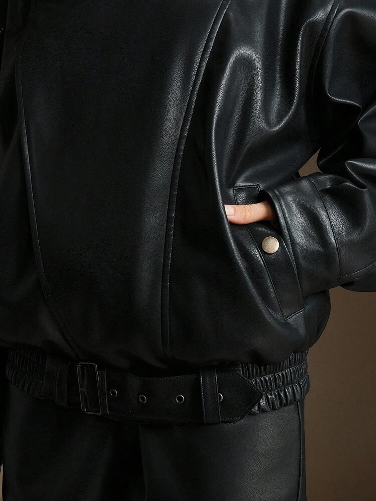 Chaqueta de cuero sintético negro holgada para mujer, nueva para otoño/invierno, chaqueta de motocicleta de manga larga y gruesa, adecuada para uso casual, formal, fiesta, elegante, Año Nuevo, Navidad, trabajo, graduación, boda