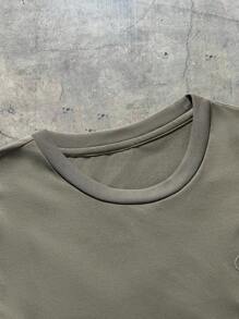 EASEVO Áo ba lỗ thêu chữ cổ tròn không tay dệt kim cỡ lớn dành cho nam, phù hợp cho mùa hè - xanh quân đội - Xem 3