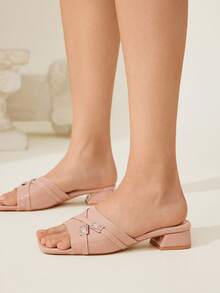 CUCCOO CHICEST Women's Fashion Apricot New Strap Summer Small Square Heel Patent Leather Versatile Outdoor Non-Slip Fairy Style Sandals - Apricot - View 4