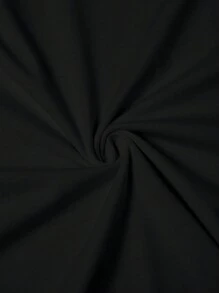 Áo thun cổ tròn in chữ và hoa cỡ lớn dành cho nữ, mùa hè - màu đen - Xem 4