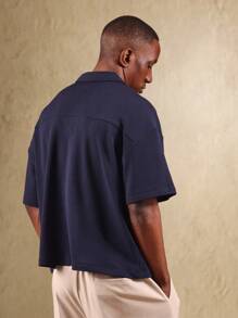 SUMWON 基本款华夫格纹理度假 Polo 衫短袖领口经典夏季休闲周末户外休闲装