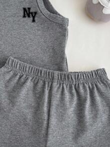 Baby Boy Letter Graphic Tank Top & Track Shorts