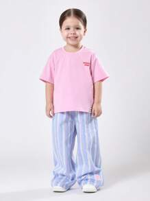 SUMWON T-shirt en coton d'été décontracté pour filles avec imprimé de personnage "Vibrations positives à la vitamine C". Design de dessin animé heureux pour un port quotidien de jeunesse