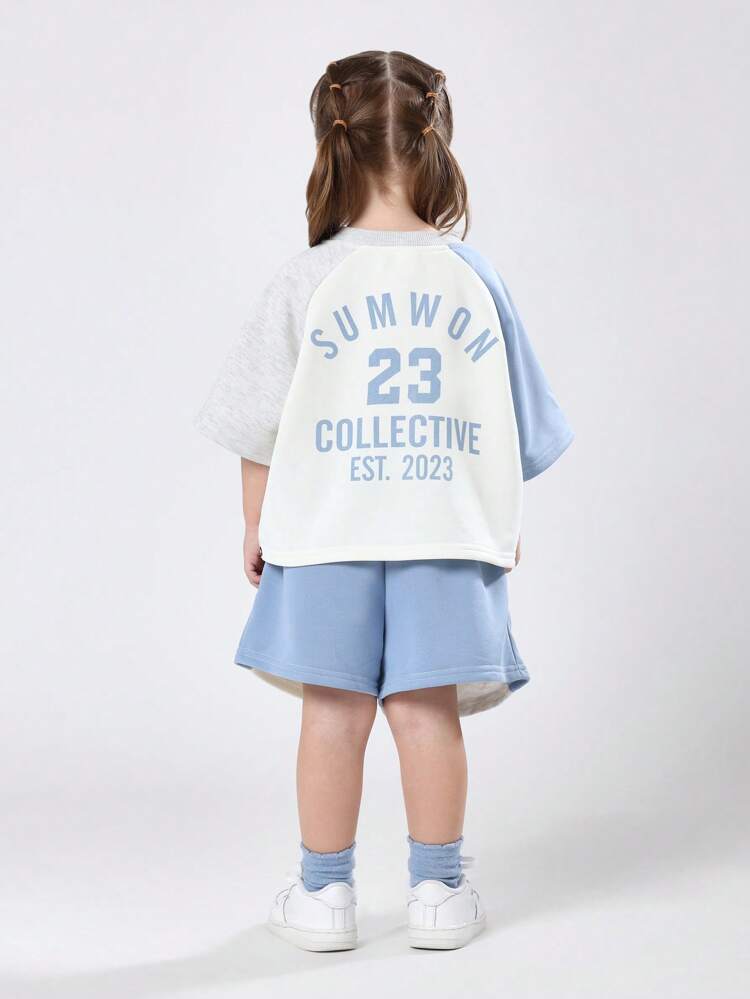 Color Block Raglan T-Shirt And Shorts Co-Ord Set