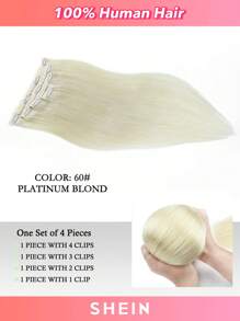 4PCS Clip In Hair Extensions Real Human Hair, Remy Human Hair Extensions Clip Ins For Women, Natural Human Hair, 70g-80g - S60 - View 3