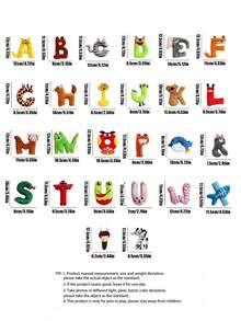 PETSIN 1 件字母声音玩具、宠物声音玩具、猫玩具、狗玩具、26 个英文字母、BB 呼叫声音玩具、可爱字母形状、磨牙洁牙宠物玩具、猫玩具、狗玩具、宠物用品 - 彩色 - 查看 2