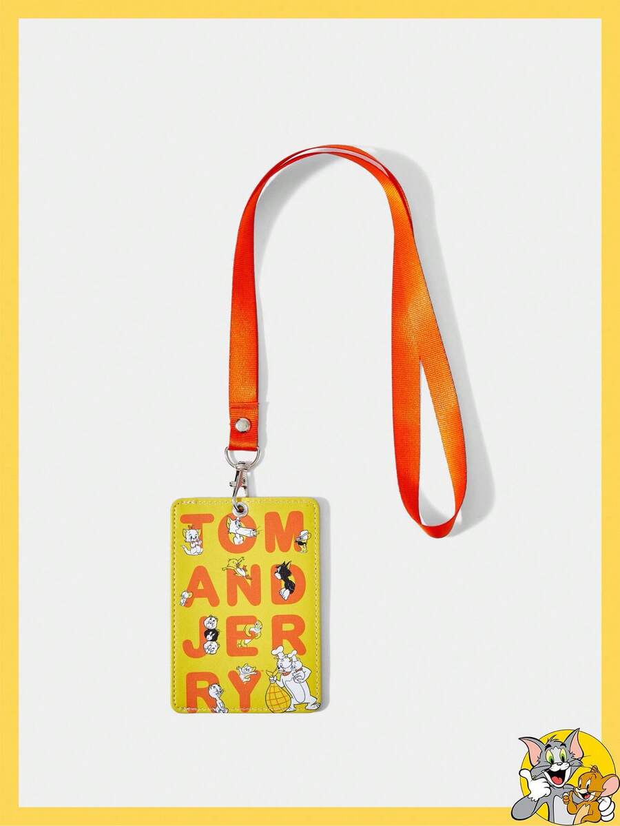 TOM & JERRY X SHEIN Letter & Cartoon Pattern Cute Card Holder - Yellow - View 1
