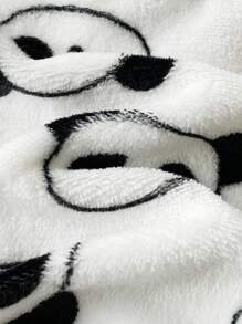 SHEIN 男婴幼儿新生儿0-3岁秋冬毛绒法兰绒可爱熊猫家居服和外套卫衣套装 - 黑與白 - 查看 3