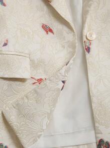 GENKIRA Chaqueta de traje de negocios ajustada con textura y un solo botón - Albaricoque - Ver 7