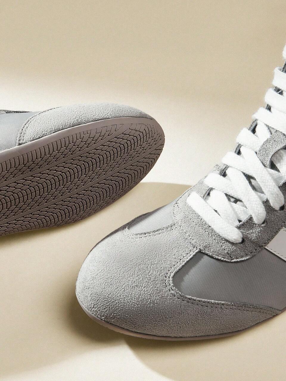 CUCCOO EASI Women's High-Top Lace-Up Round Toe Flat Casual Sneakers, Casual PU Leather Silver Color Autumn/Winter Sneakers For Daily Indoor & Outdoor Wear