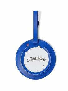LE PETIT PRINCE X SHEIN 1 件 PU 皮革卡通印花行李牌，带私人信息区，适合挂在行李箱/旅行包上，适合男士、女士、青少年、旅行、玫瑰、爱情、月亮和星星 - 藍色 - 查看 6