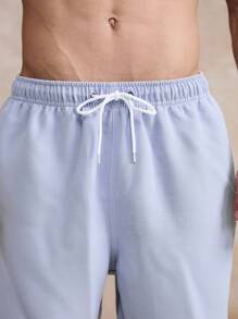 Surfspeed Short de plage décontracté unicolore pour hommes, été - Bleu azur - Voir 7