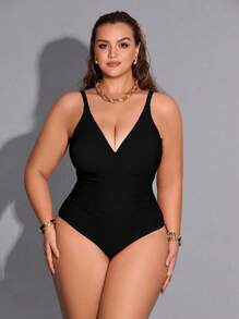Shapewave Plus Size Women Sexy One-Piece Swimsuit For Summer Beach Vacation