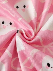 Baby Mädchen Rosa Süßer Stil Gestrickte Stoff Langarm & Lange Hose 2 Teile Pyjama Set