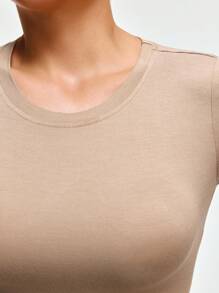 SHAPORA Casual Slim Fit Soft Comfortable Skin-Friendly Women Sleepwear Top - Camel - View 5