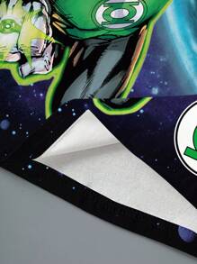 Green Lantern X SHEIN 小男孩休闲卡通人物图案短袖圆领 T 恤，夏季 - 白色 - 查看 4