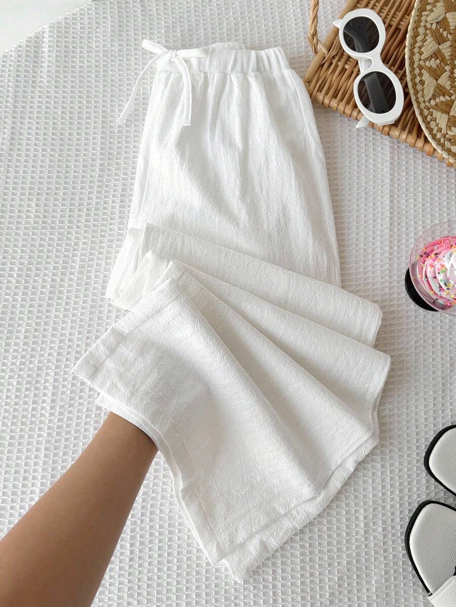 SHEIN Tween Girls' Casual Minimalist Comfortable Mid-Rise Straight Leg Pants Fall Winter - Apricot - View 1