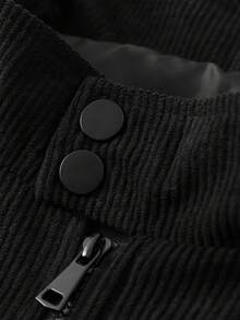 Chillumni Plusstorlek Herr Enfärgad Minimalistisk Casual Långärmad Jacka , Höst Vinter , Manchesterjacka - Svart - Visa 3