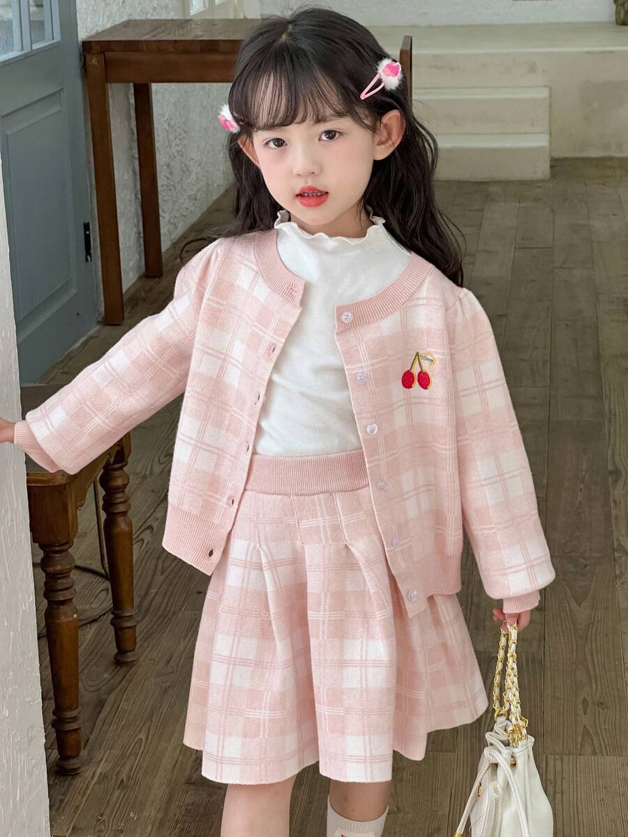 DAZY Kleine Mädchen Koreanischer Stil Langarm Pullover und Rock 2-teiliges Set, Frühling/Herbst