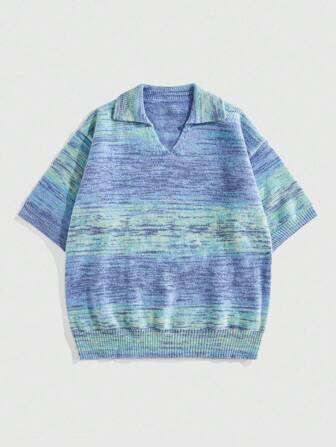 Street Life Men's Casual Ombre Short Sleeve Knit Top