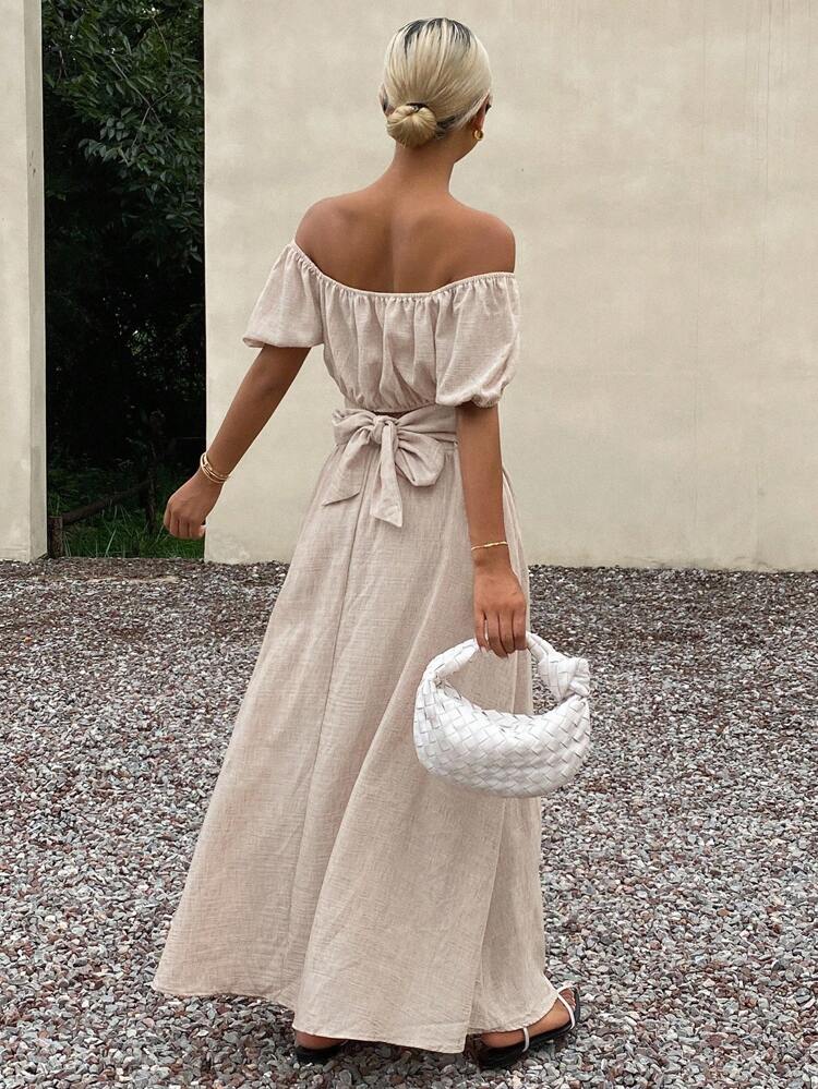 Women's Solid Color Square Neck Short Sleeve Top And Skirt 2 Pieces Set