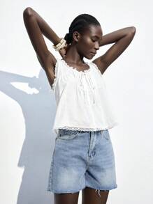 Maija 2025 Autumn/Winter New Arrival Tie Collar Bow Knot Lace Patchwork Decor Petite Cute Sweet Casual Everyday Outerwear Top, Fashion Leisure Modern Urban Elegant Romantic Business Casual Office Party Beach Holiday Music Festival Wedding Guest Brunch Y2K Vintage Street Airport Back To School Fall/Winter