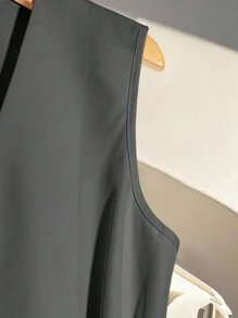 Franclia 夏季优雅通勤金属装饰系带腰带吊带背心，适合大学穿着 - 黑色 - 查看 3