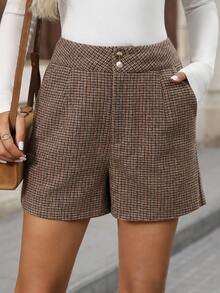 EMERY ROSE 女式格子口袋宽松休闲百搭短裤 - 彩色 - 查看 6