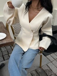 Siren Gaze Sonbahar Tek Renk Çift Düğmeli Patlı Palto, Günlük Sokak Giyimine Uygun, Boyunluk, Palto, Krem Kadın, Sonbahar/Kış İçin Rahat İnce Ceket, Sonbahar Kadın, Sonbahar Kadın Giysileri, Kadınlar İçin Dışarı Çıkma Fransız Tarzı Giysiler