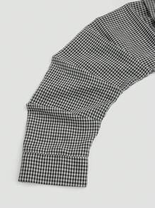 Sweetra Plus Size Casual Plaid Patchwork Off-Shoulder 2 In 1 Dress Fall Cloth For Women - Multicolor - View 4