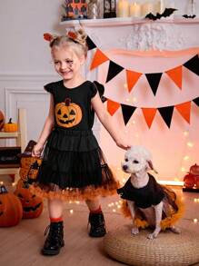 PETSIN Halloween Pumpkin Mesh Tutu Skirt For Pets - Multicolor - View 5