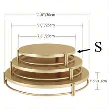 3pcsGolden Cake Stand Set, Circular Dessert Stand, Metal Cupcake Candy Display Tray, Suitable For Weddings, Events, Birthday Parties - Multicolor - View 14