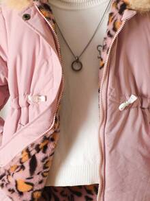 Manteau épais doublé thermique pour filles et tout-petits, veste décontractée à capuche avec poches zippées, mode automne/hiver - Rose bonbon - Voir 5