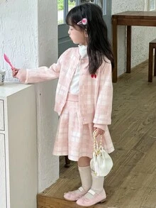 DAZY Kleine Mädchen Koreanischer Stil Langarm Pullover und Rock 2-teiliges Set, Frühling/Herbst