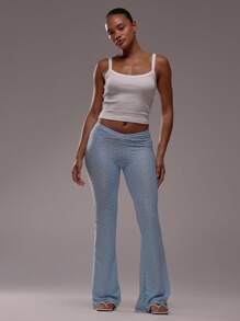 MUSERA Women Pants Wide Leg Fitted Lounge Trousers Winter  Elegant - Baby Blue - View 5