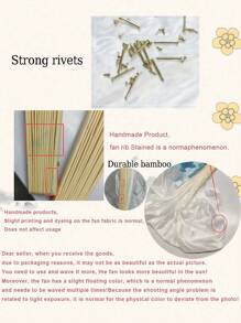 SHEIN 1pc Three Color Gradient Dance Fan, Ultra Long Tassel Design, Double-Sided Silk Fan For Square Dance, Very Suitable For Stage Performance, Dance Festival Parties, Sports Props