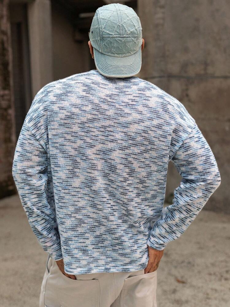 Men's Letter Print Multicolor Striped Sweater, Autumn