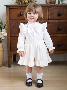 Souflis Souflis Baby Mädchen Rüschen Trimm Schmetterlingsärmel Bow Front Shirt